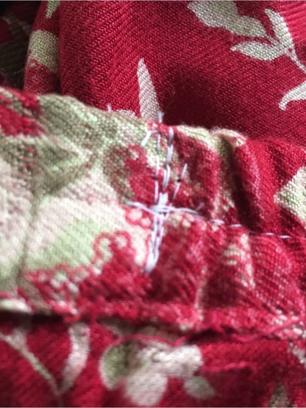 Vintage Red Skirt April Cornell Midi Leaf Print Buttons Elastic Waist M - Picture 8 of 8